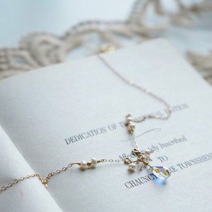 Natural Freshwater Pearl Necklace Dainty Crystal Classy Necklace Pendant for Her